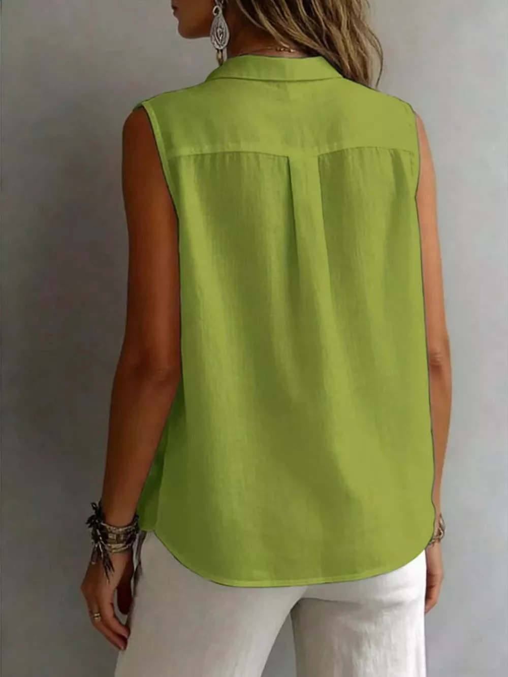 Sleeveless Button-Down Shirt, image 4