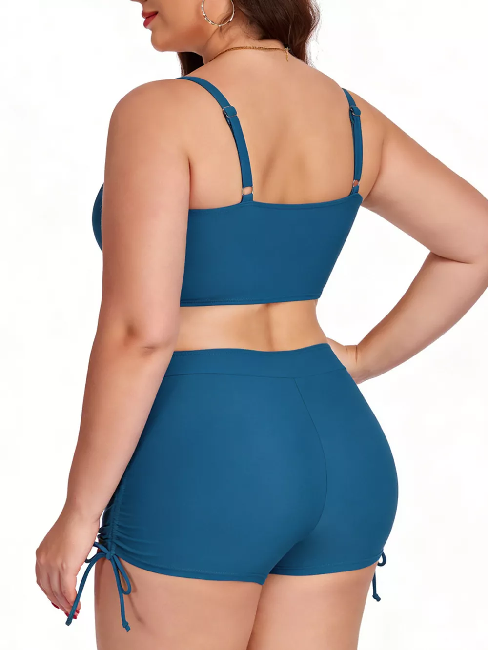 Plus Size Ruched Drawstring Swim Set, image 16