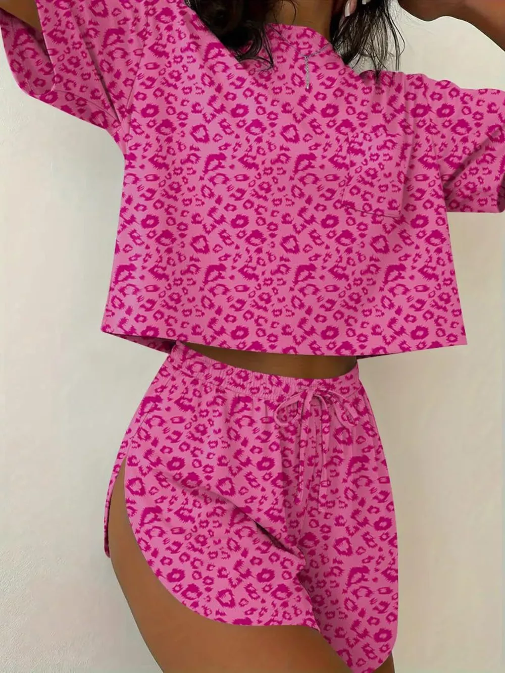 Printed Round Neck Tee and Shorts Set, image 6