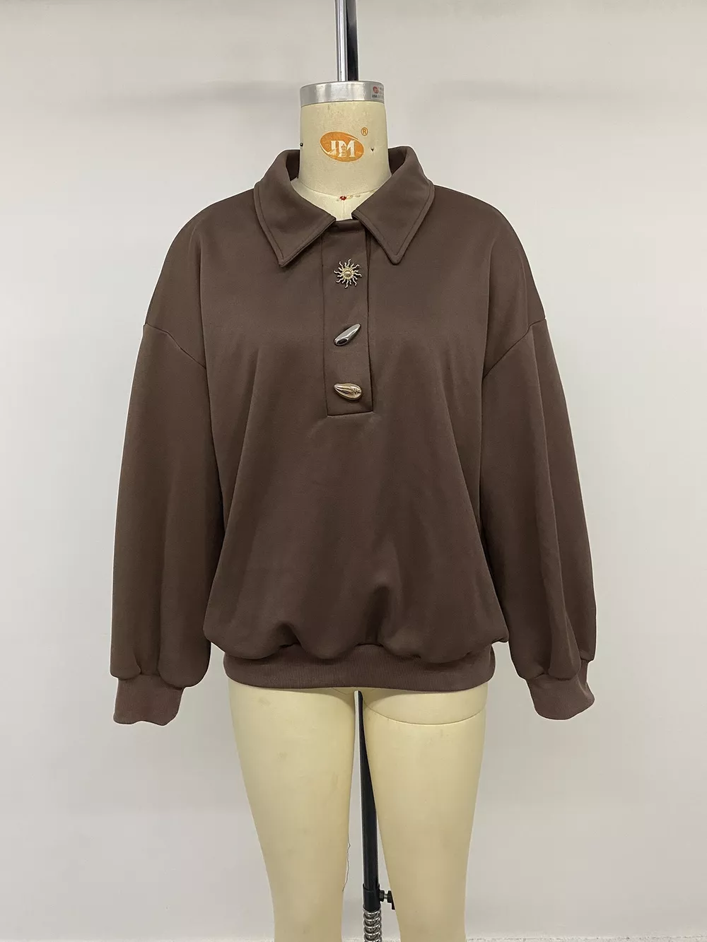 Polo Collar Dropped Shoulder Sweatshirt, image 11