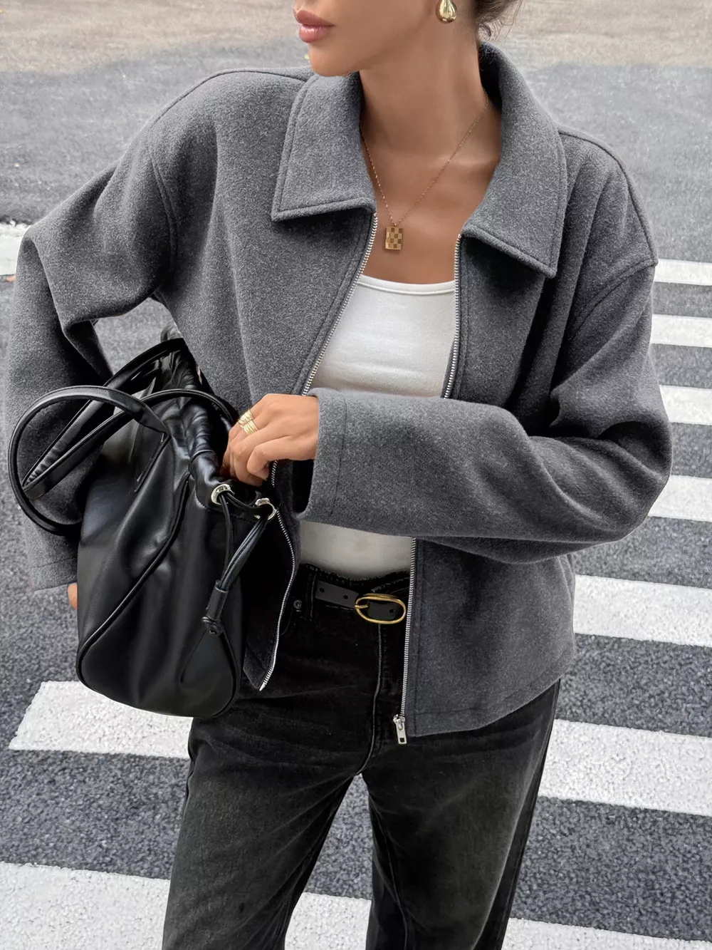Zip-Up Dropped Shoulder Jacket, image 9