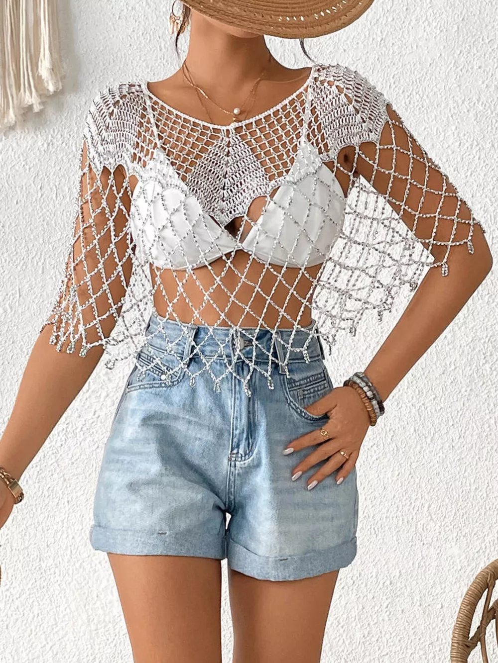 Beaded Crochet Cover Up, image 13