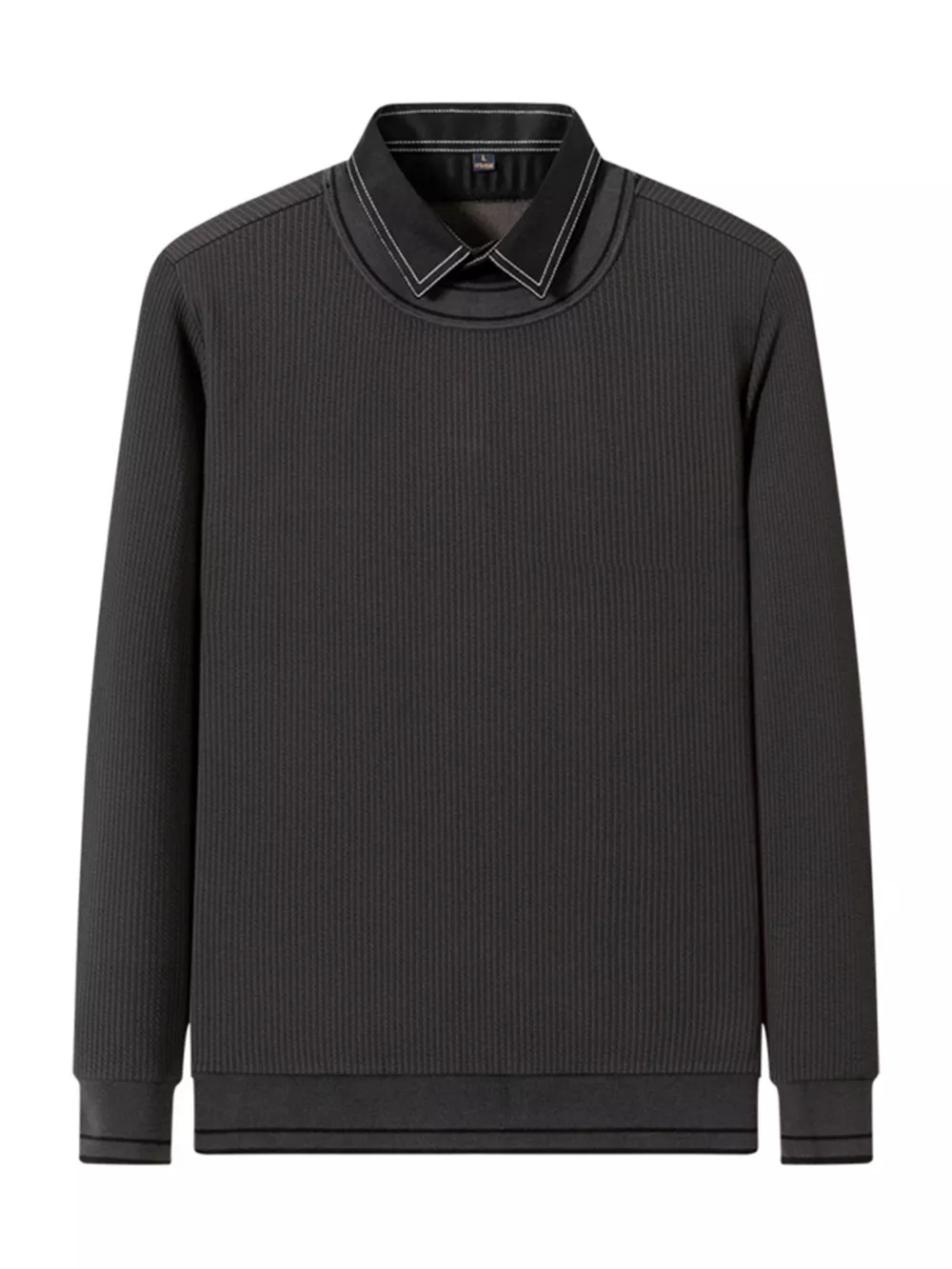 Men's Plus Size Collared Neck Ribbed Sweater, image 2