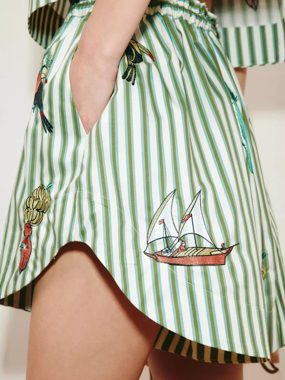Printed Striped Shirt and Shorts Set, image 3