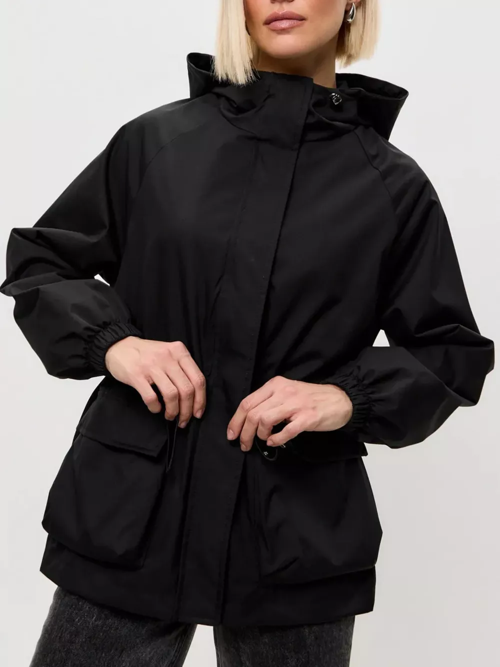 Drawstring Waist Hooded Windbreaker Outerwear, image 15