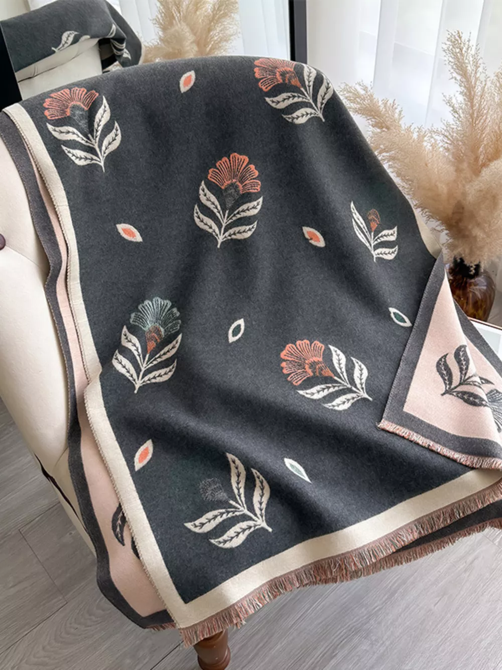 Printed Raw Hem Shawl, image 13