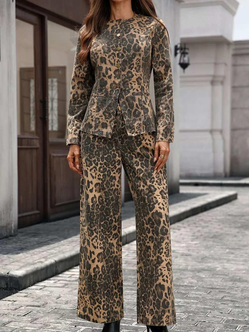 Button Up Long Sleeve Top and Jeans Denim Set, image 16