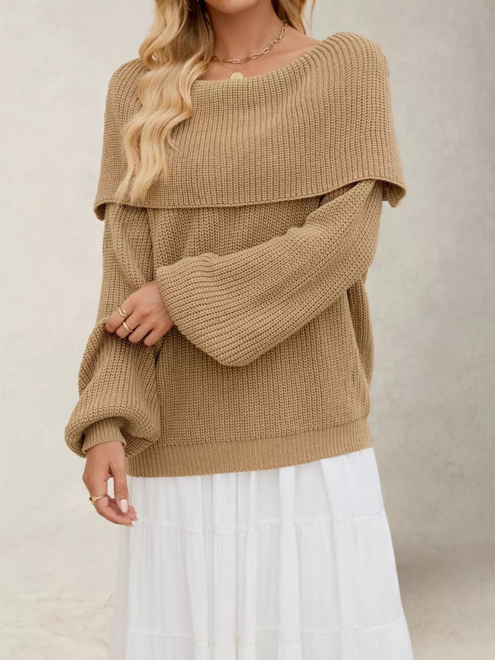 Off-Shoulder Long Sleeve Sweater, image 6