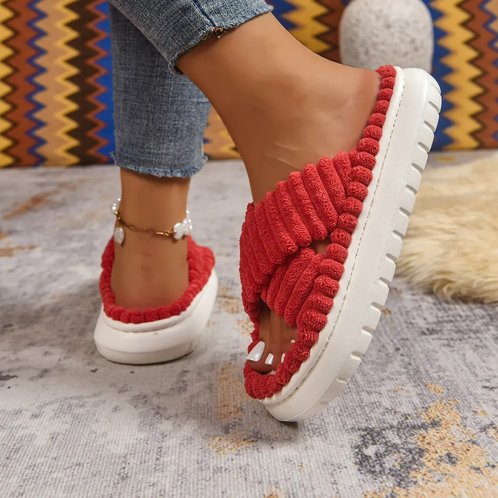 Crisscross Open Toe Platform Slippers, image 18