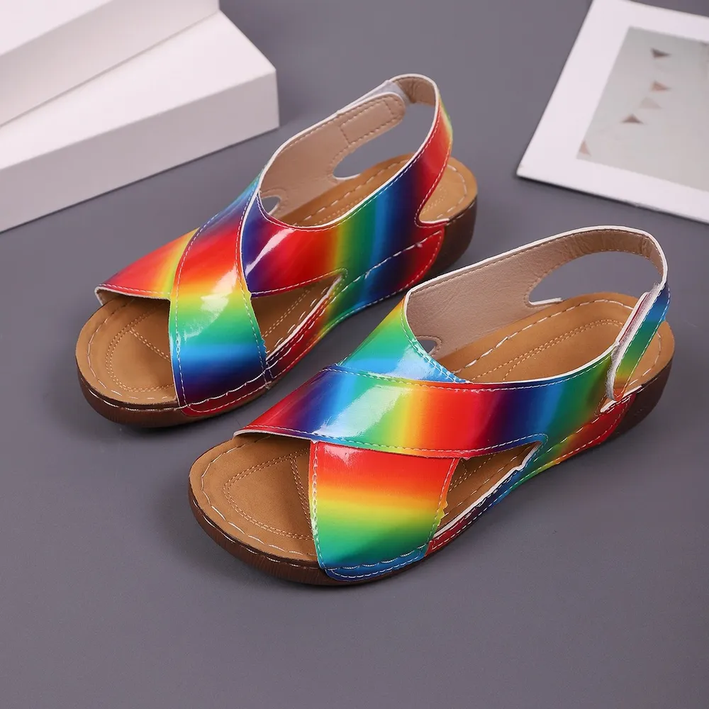 Colorful Cutout Wedge Sandals, image 5