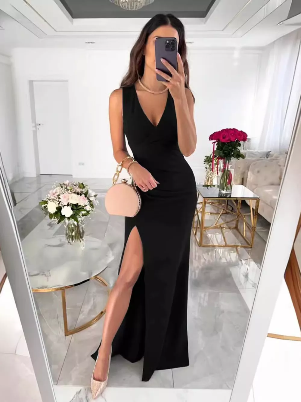 Sleeveless High Slit Maxi Dress, image 9