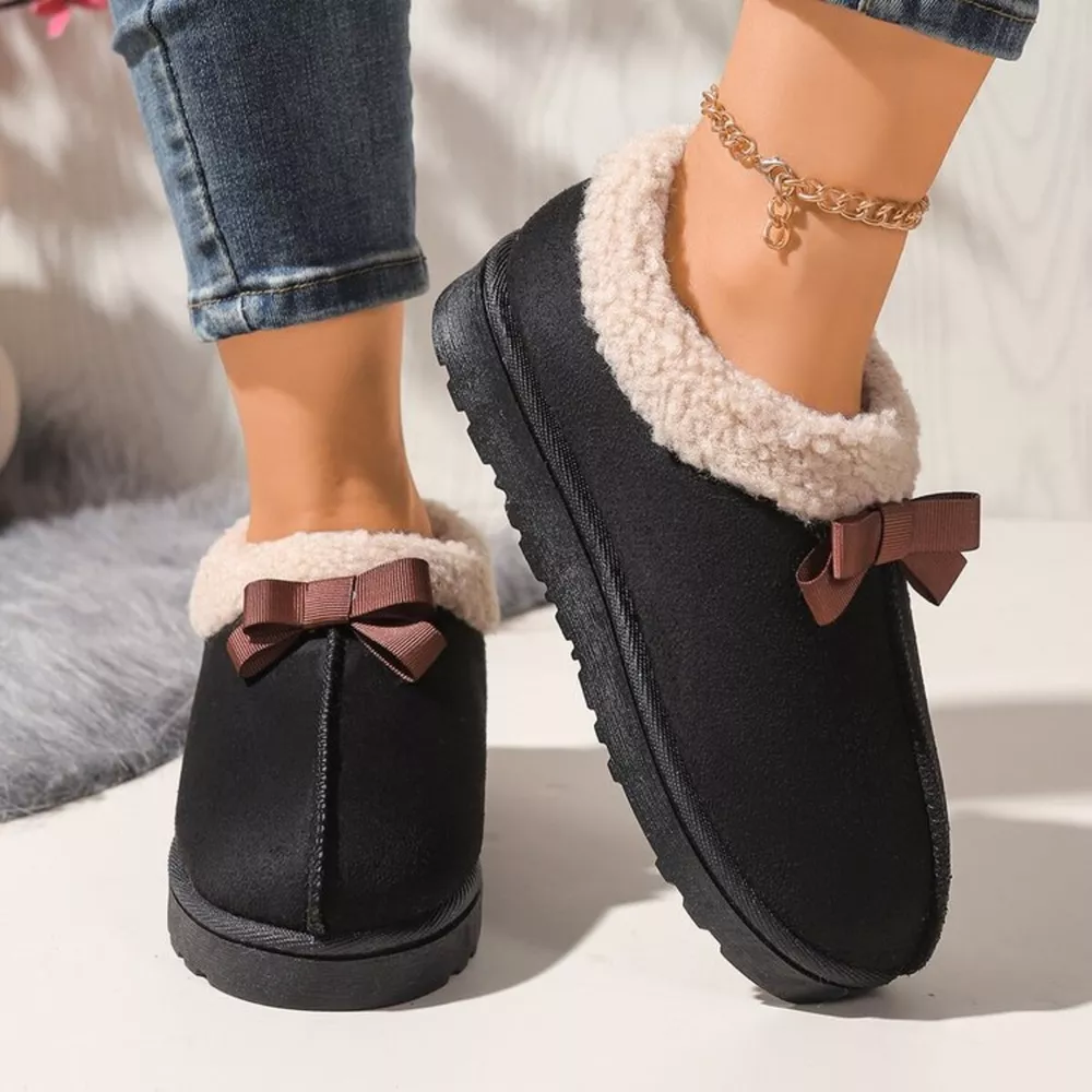 Cozy Bowknot Plush Lined Slip-Ons, image 2