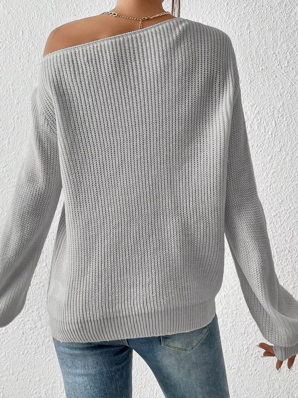 Single Shoulder Knit Sweater, image 8