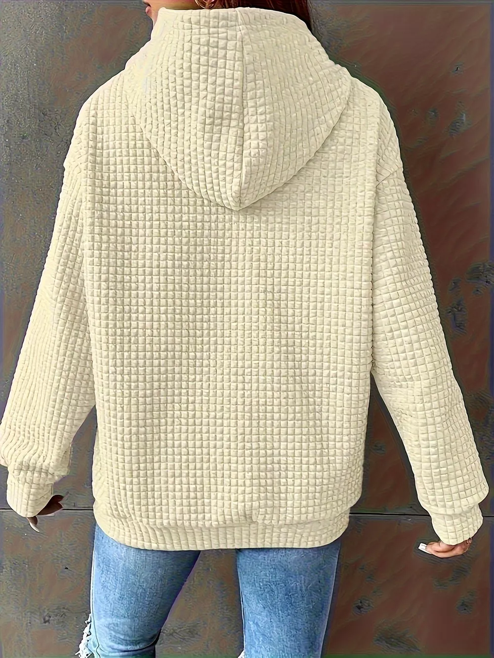 Textured Knit Drawstring Hoodie, image 21