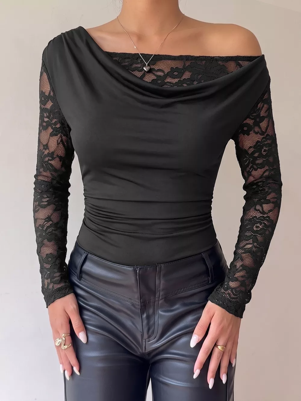 Lace Sleeve Slim-Fit Bodysuit, image 4