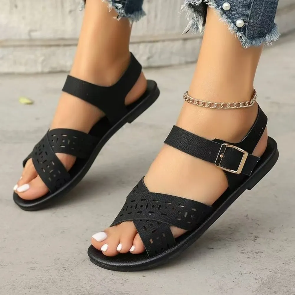 Crisscross Strap Flats Sandals, image 9