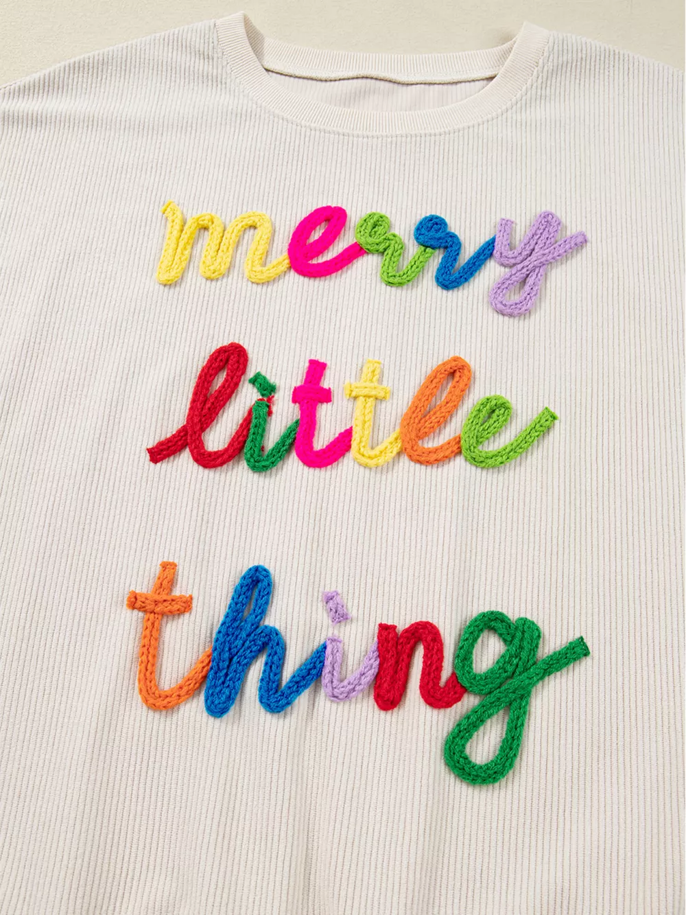 Merry Little Thing Corded Letter Graphic Ribbed Sweatshirt, image 14