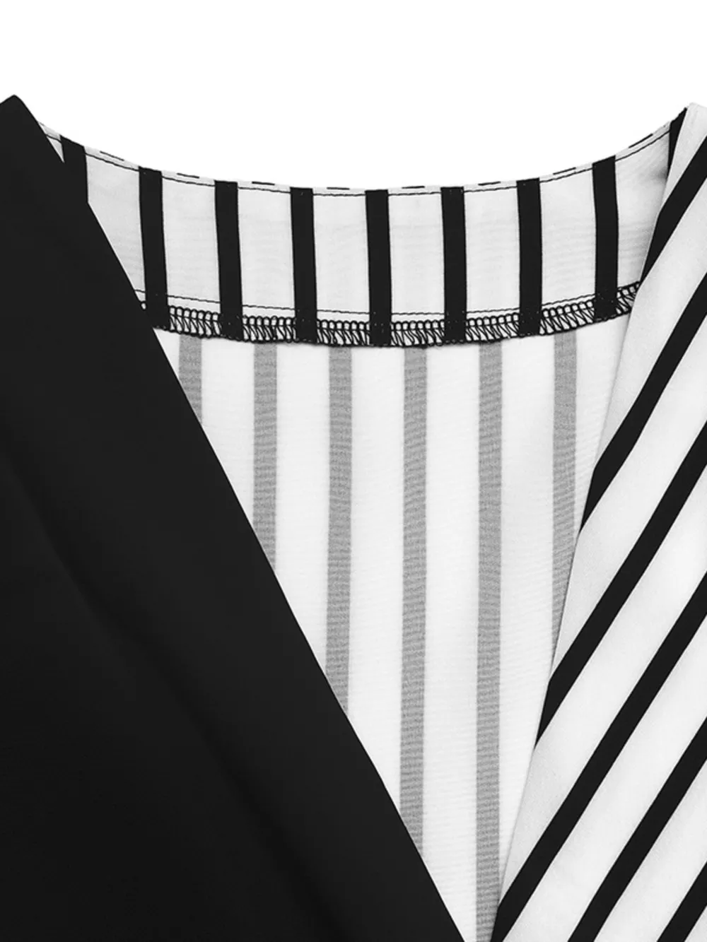 Striped Color Block Surplice Shirt, image 8