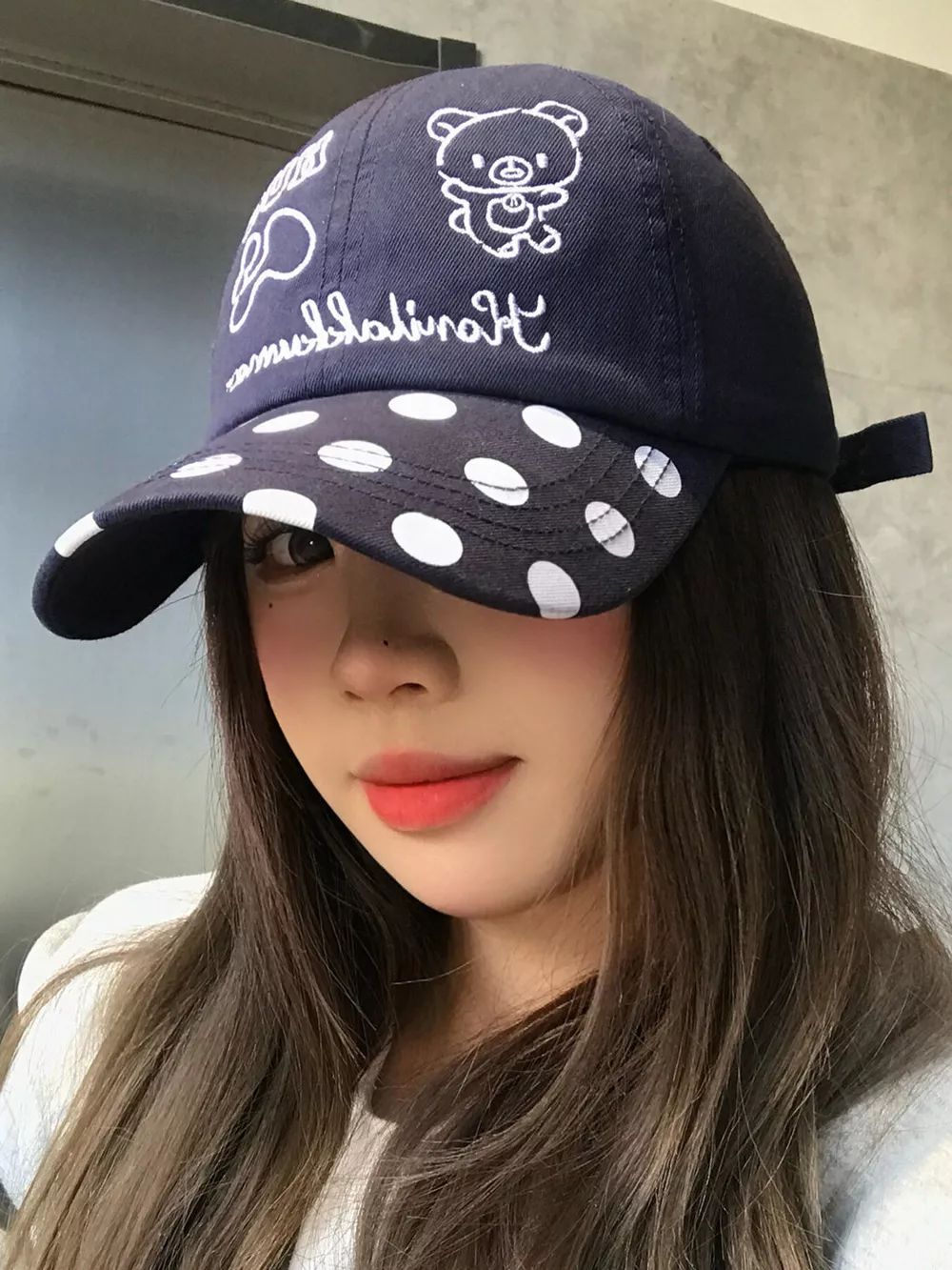 Polka Dot Embroidered Baseball Cap, image 4