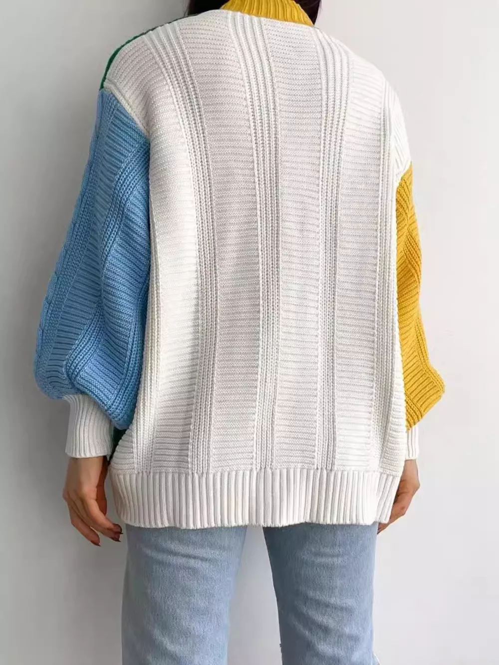 Color Block Button Down Cable-Knit Cardigan, image 5