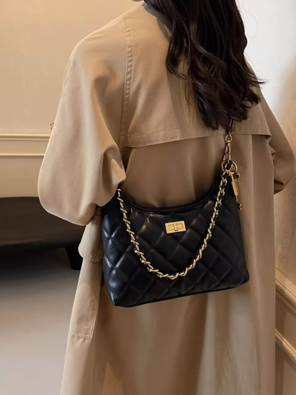Quilted Chain Strap Shoulder Bag, image 10