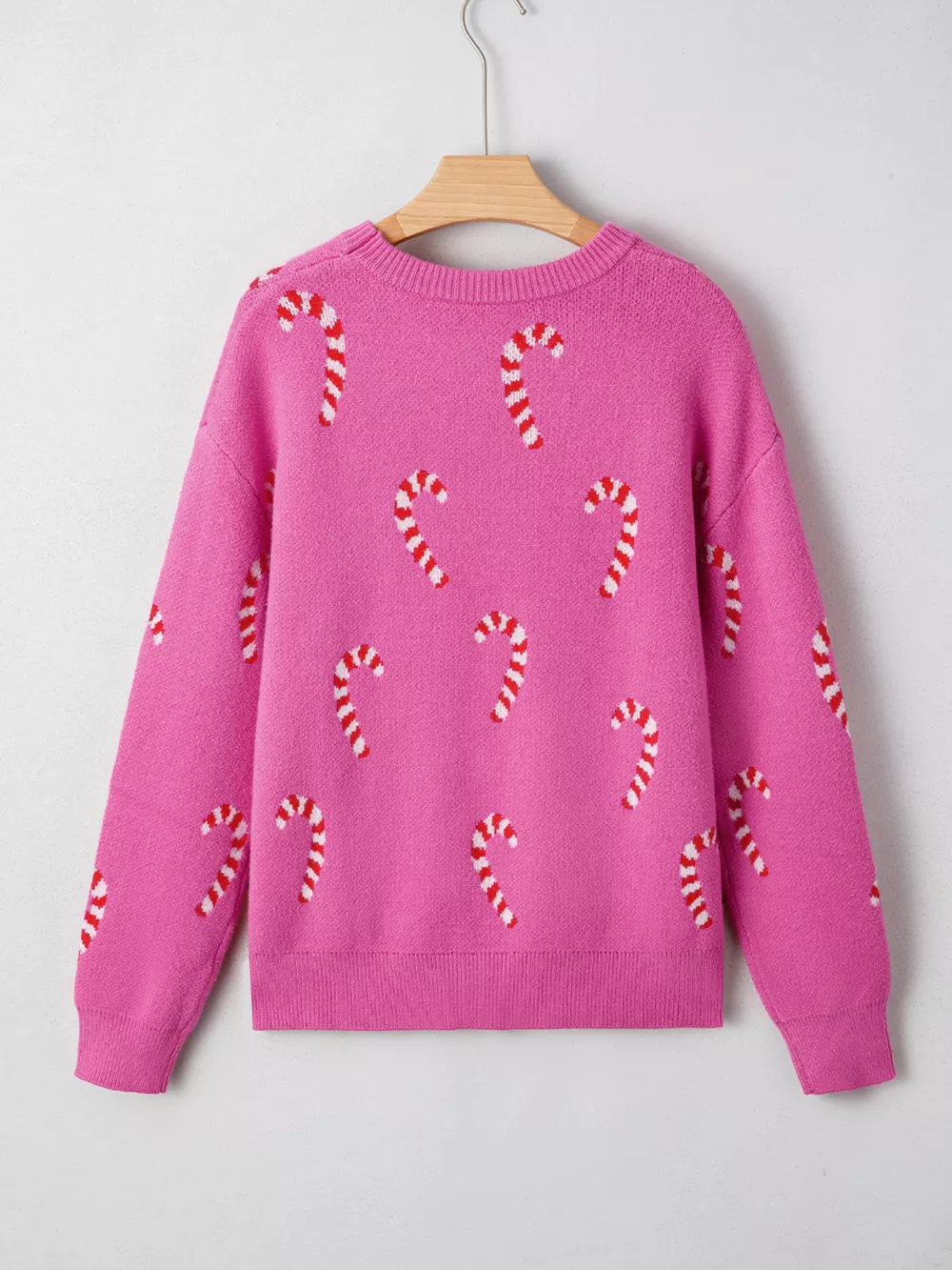 Christmas Candy Cane Holiday Drop Shoulder Sweater, image 6