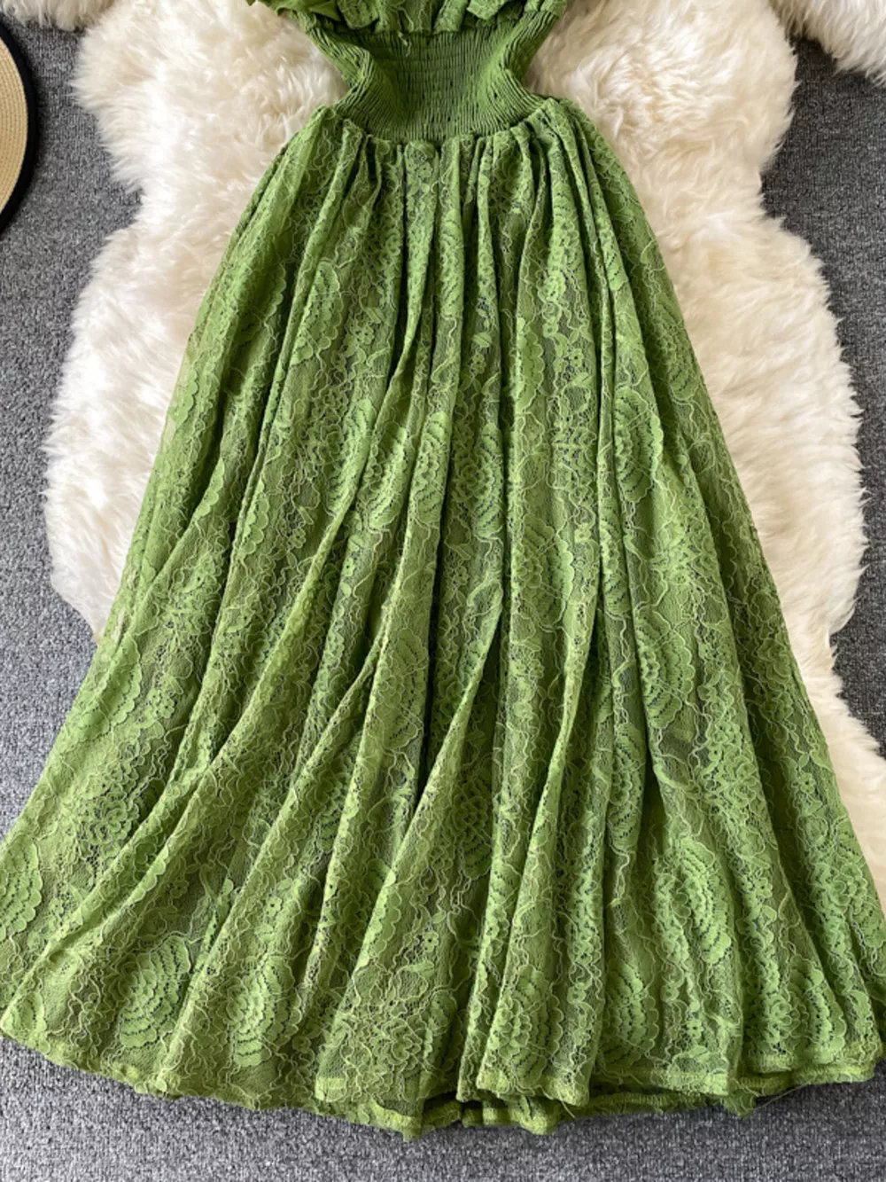 Ruffled Mock Neck Lace Maxi Dress, image 8
