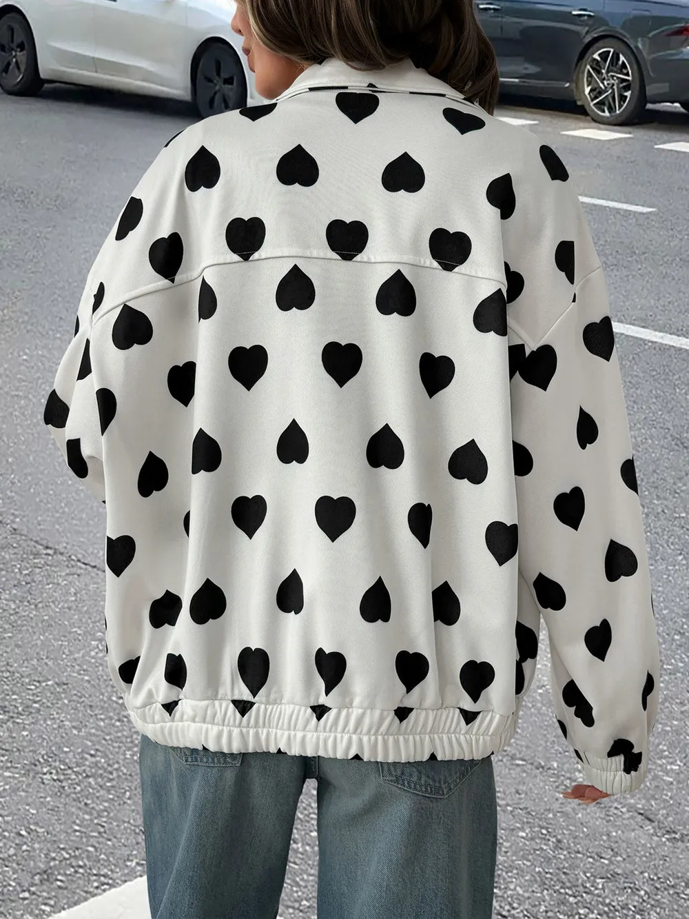 Heart Print Zip Up Jacket, image 7