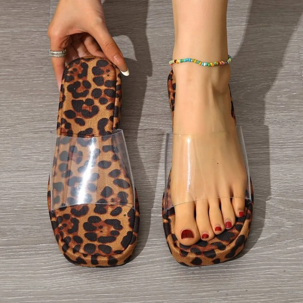 Leopard Open Toe Platform Sandals, image 7