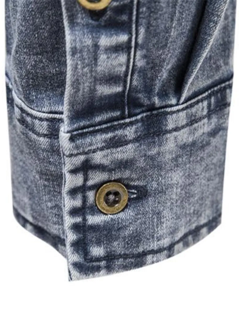 Men's Button Up Long Sleeve Denim Shirt, image 7