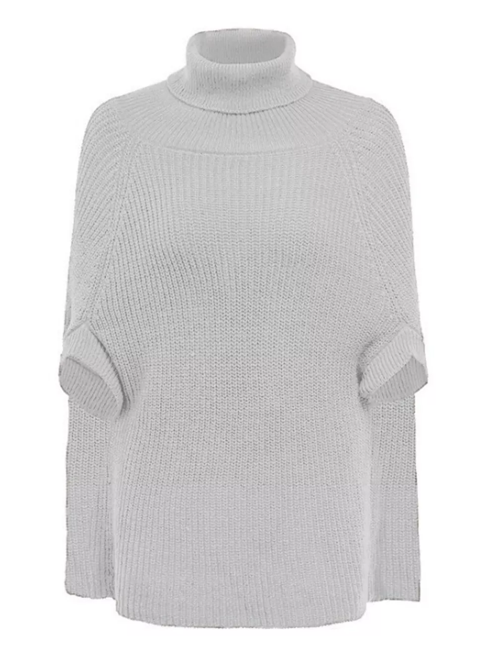 Turtleneck Knitted Cape Sweater, image 14