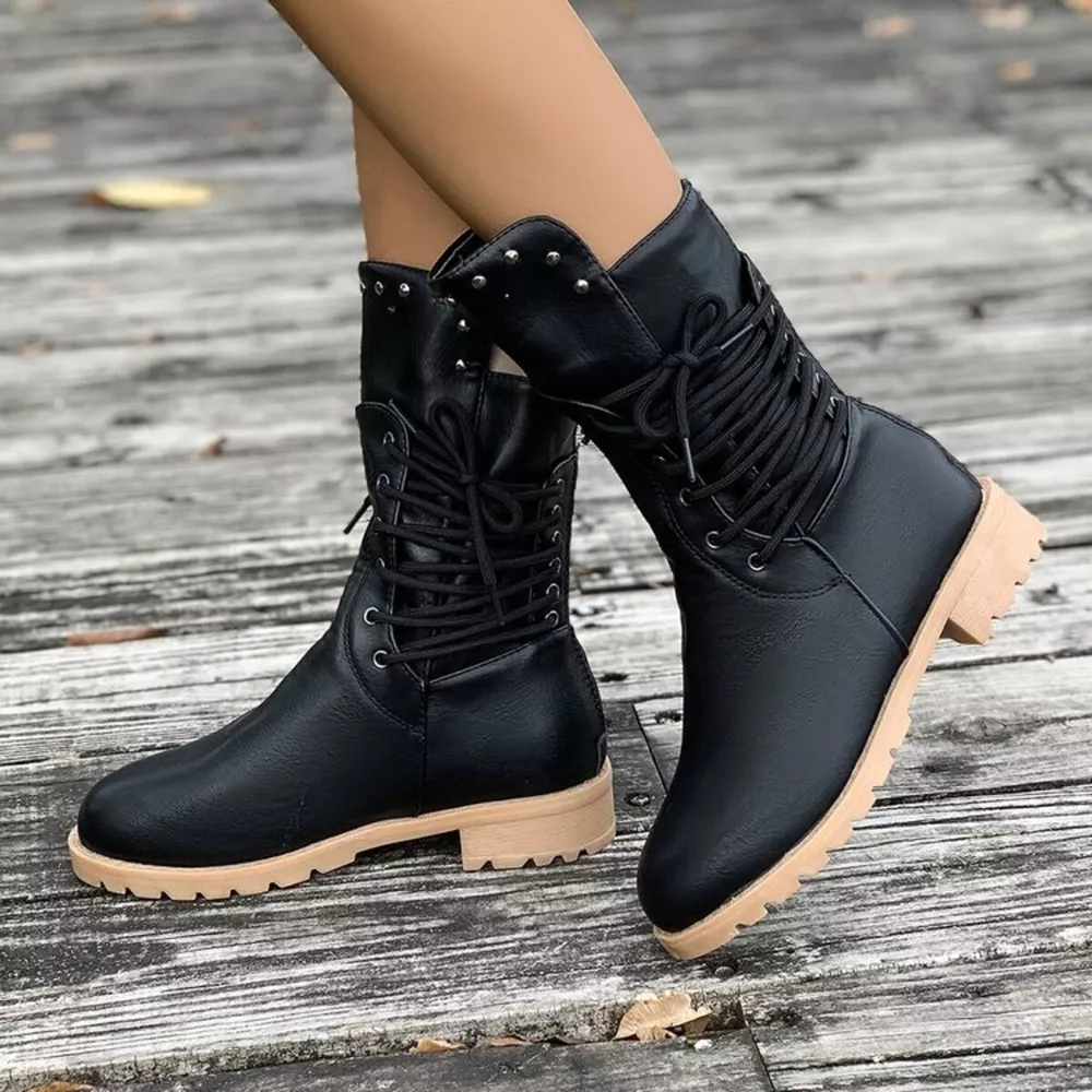 Lace Up Block Heels Boots, image 2