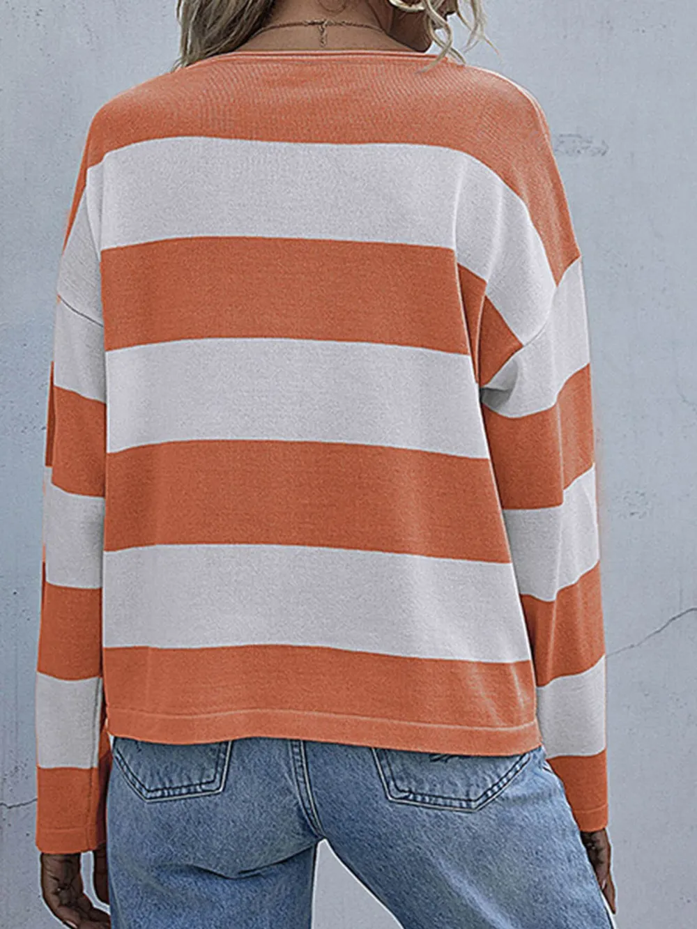 Striped Casual Long Sleeve Knit Top, image 16