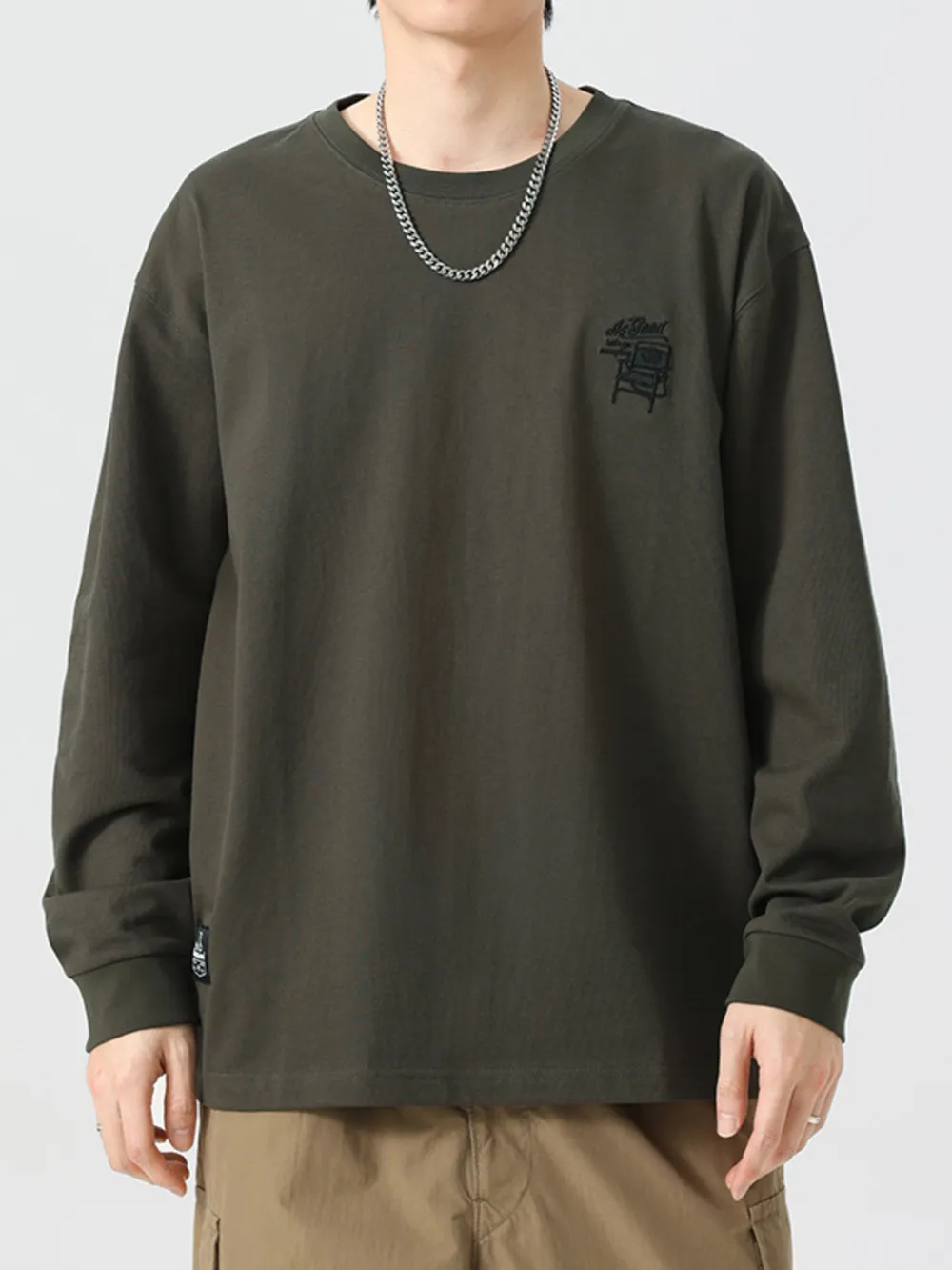 Men's Plus Size Round Neck Long Sleeve T-Shirt, image 6