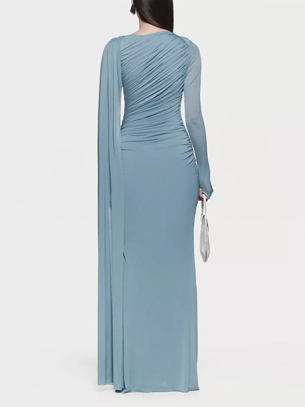Ruched Draped Long Sleeve Maxi Dress, image 12