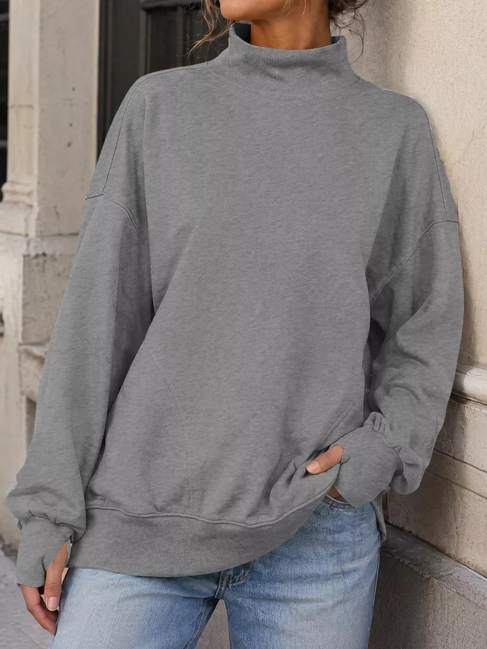 Mock Neck Oversized Sweatshirt, image 13