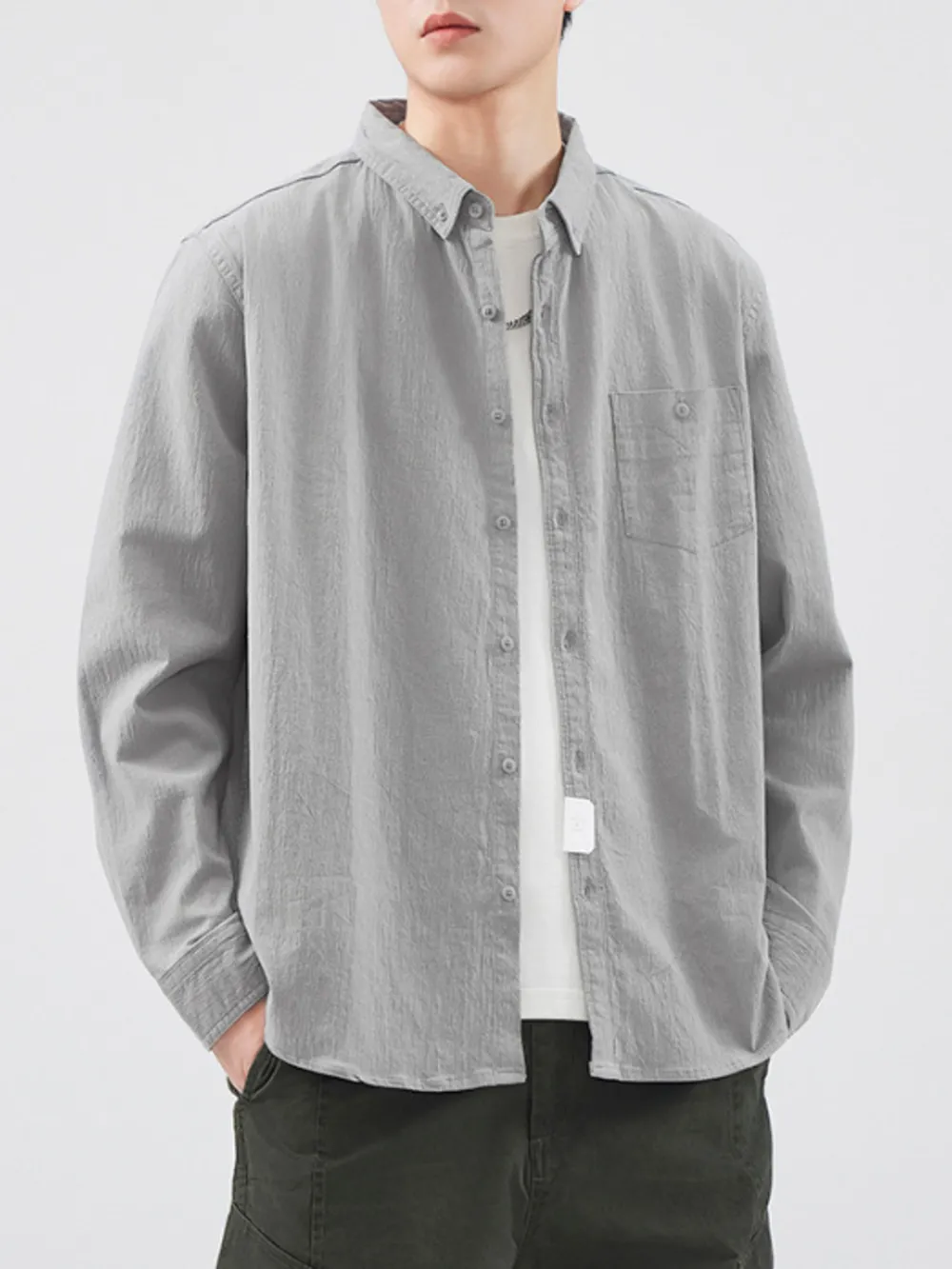 Men's Plus Size Button Up Long Sleeve Shirt, image 4