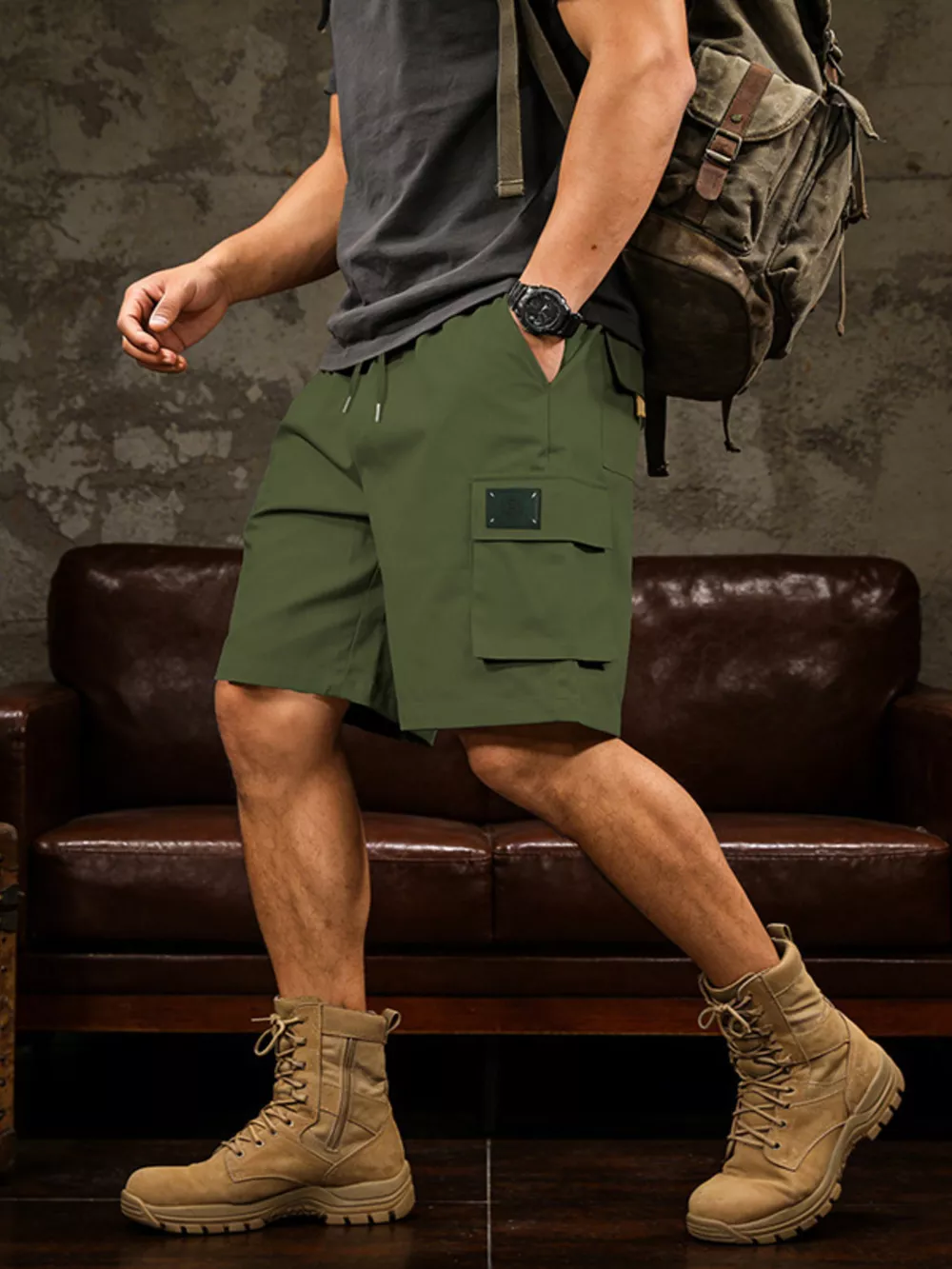 Men's Full Size Cargo Shorts with Drawstring Waist Plus Size, image 3
