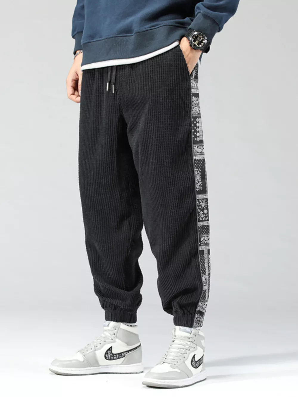 Men's Plus Size Loose Fit Corduroy Joggers
