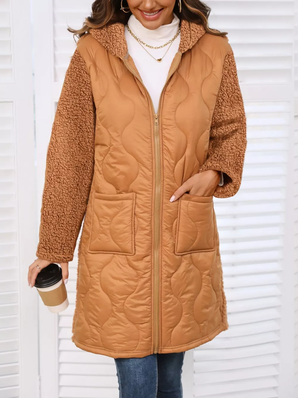 Zip Up Long Sleeve Hooded Outerwear, image 4