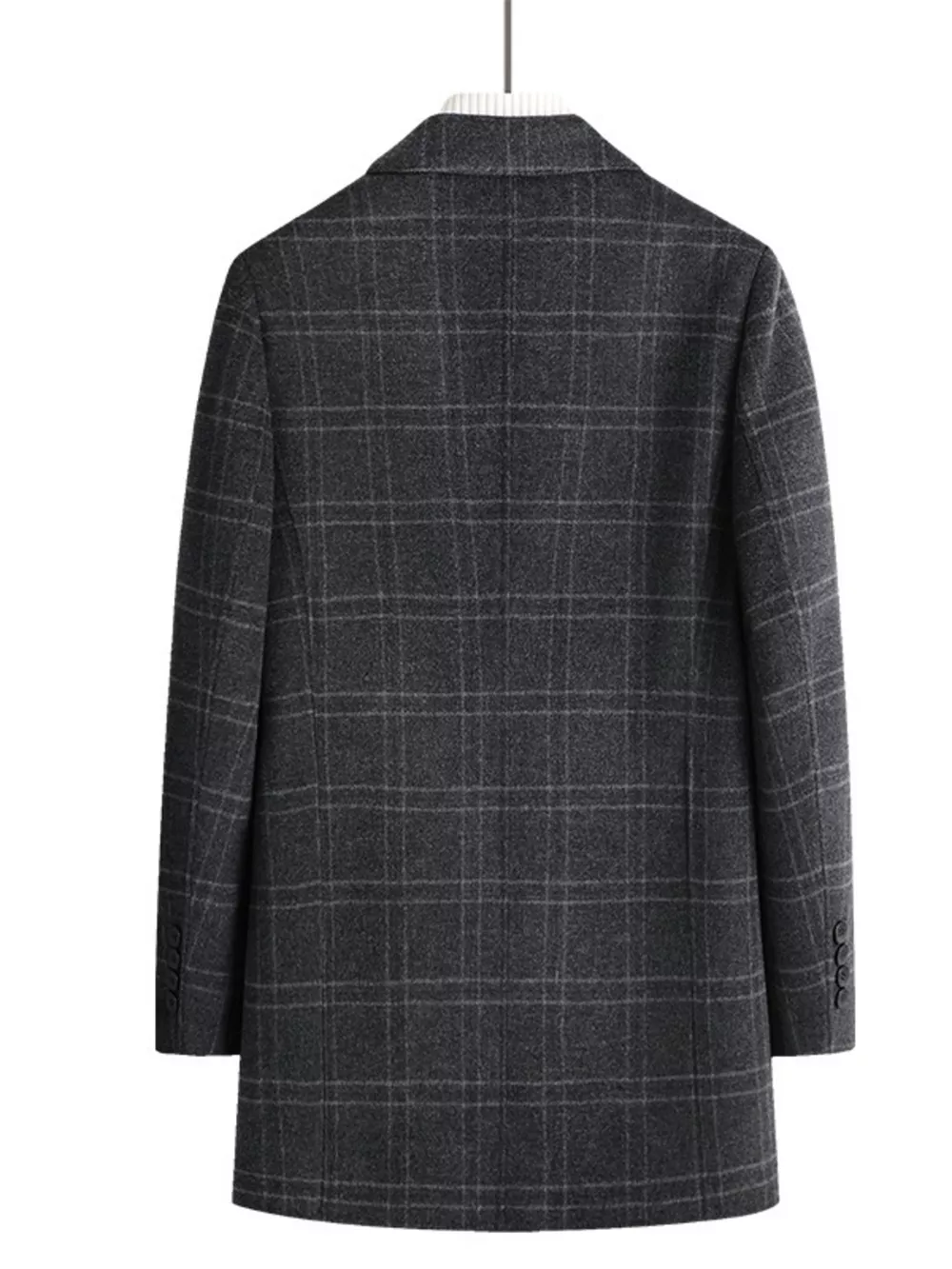 Men's Plus Size Plaid Wool Blend Overcoat, image 2