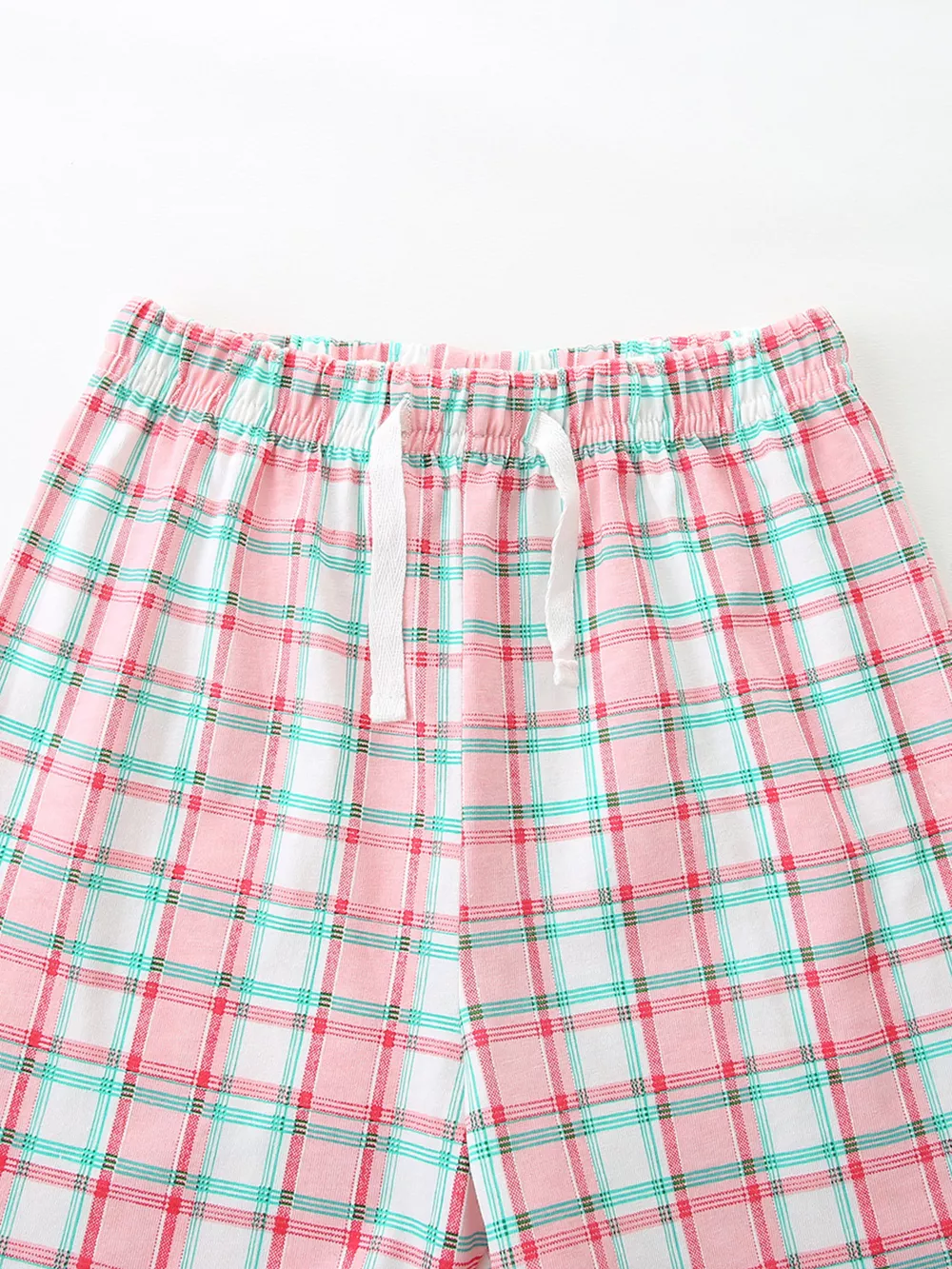 Children's Cartoon Graphic Ruffle Trim Tee & Plaid Shorts Set, image 6
