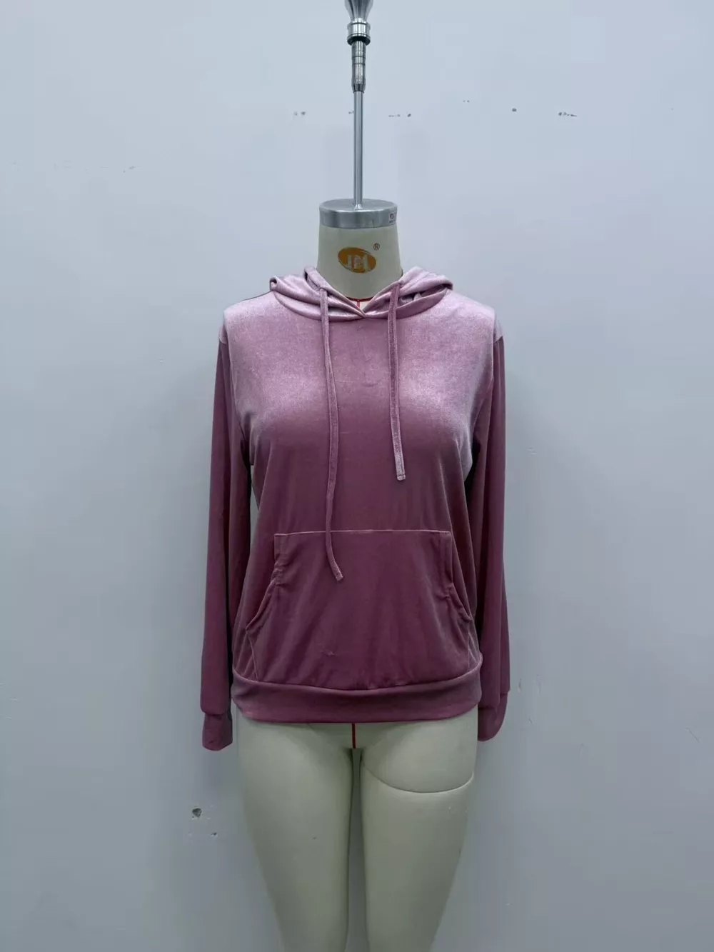 Full Size Velvet Kangaroo Pocket Hoodie Plus Size, image 3