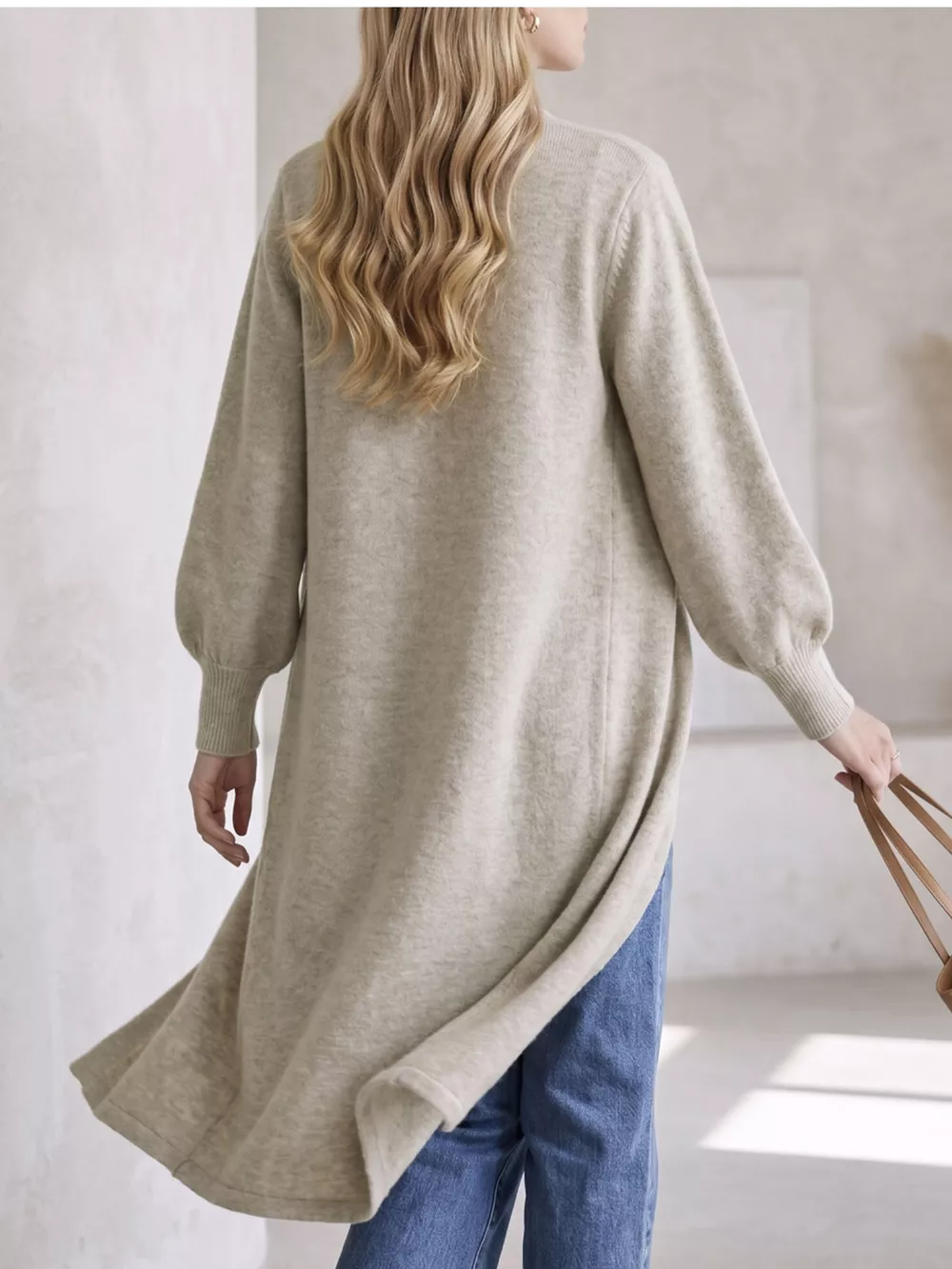 Button Front Long Sleeve Sweater Dress, image 6