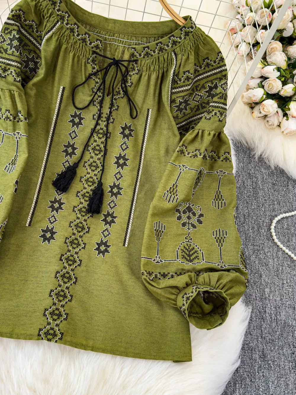 Tie Neck Long Sleeve Blouse, image 13