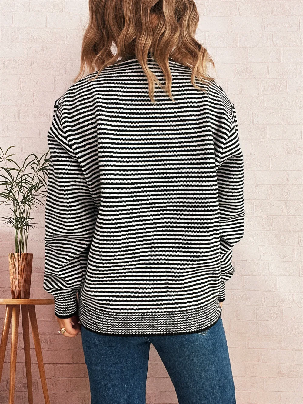 Striped Button Up Long Sleeve Cardigan, image 6