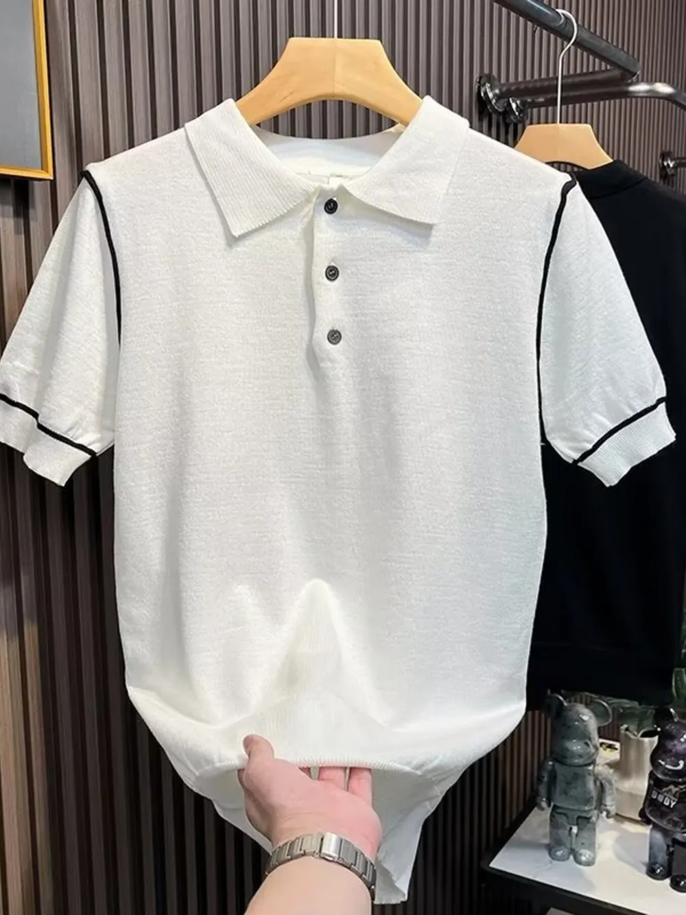 Men's Plus Size Button Detail Short Sleeve Polo, image 2