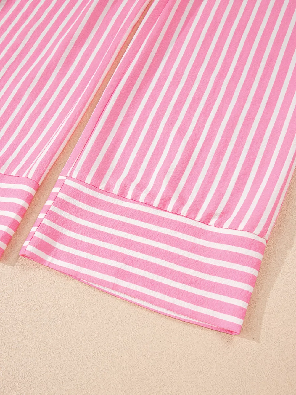 Stripe Buttoned Front Long Sleeve Top and Pants 2 Piece Sleepwear, image 12