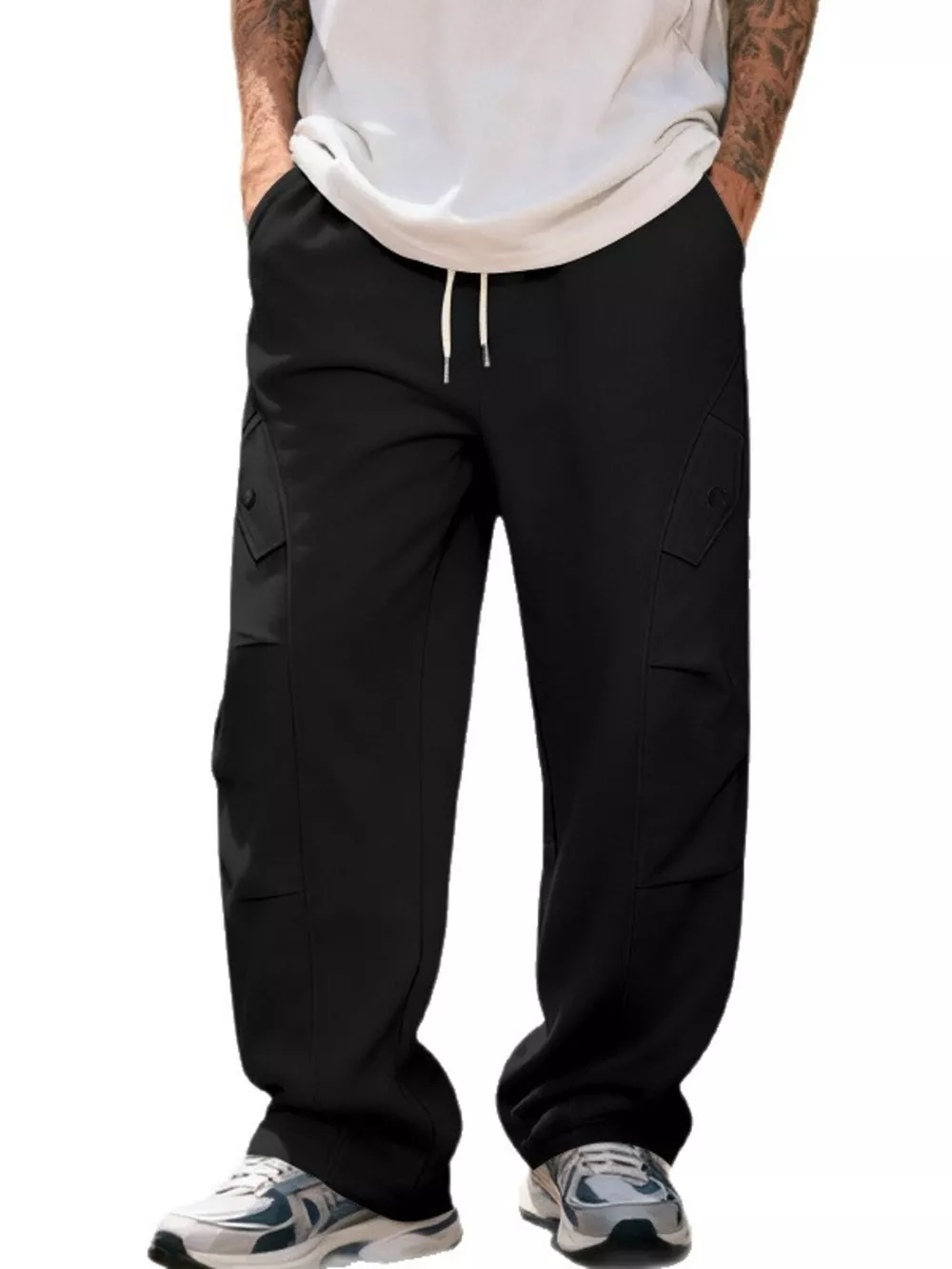 Men's Full Size Casual Cargo Pants with Drawstring Waist Plus Size, image 5
