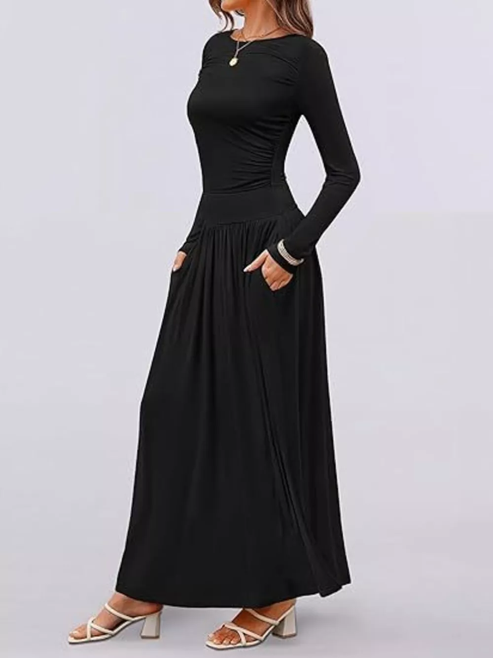 Long Sleeve Maxi Dress with Pockets, image 6